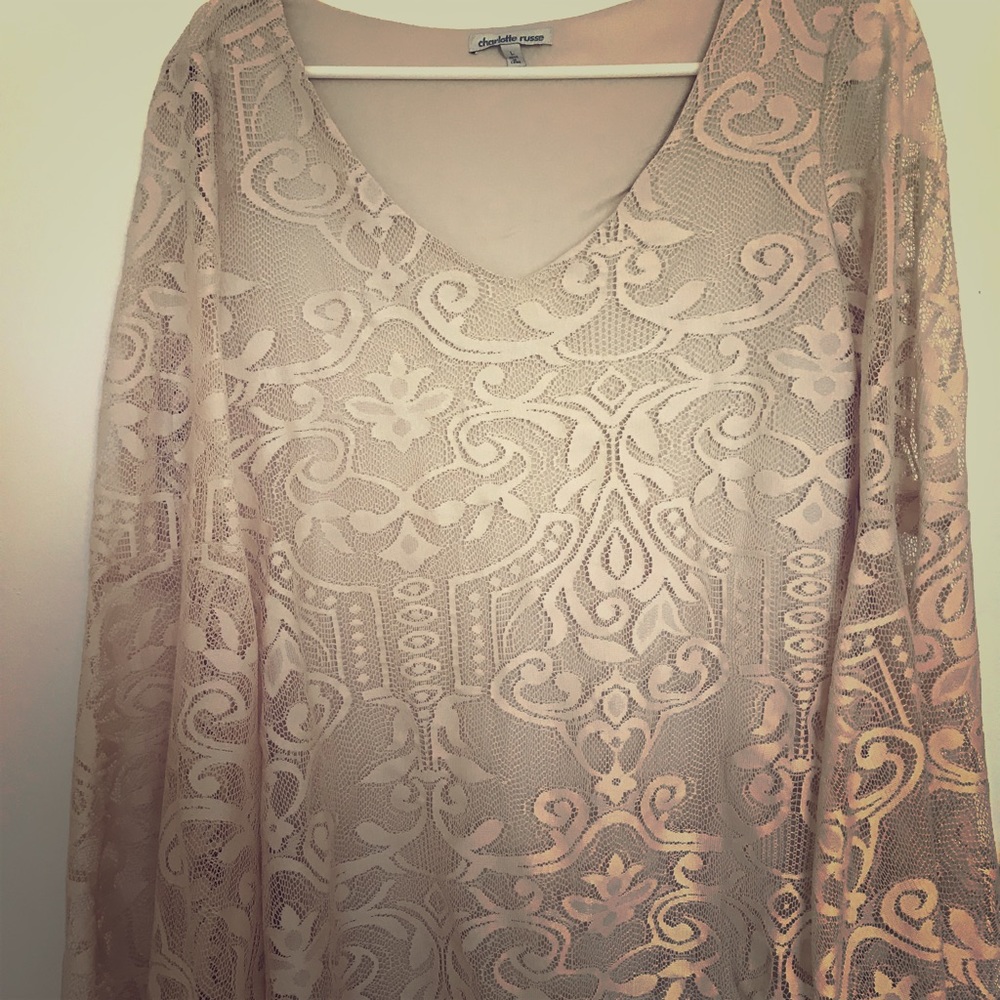 Charlotte Russe cream bell sleeve dress- Size L